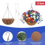 Hananona 2 Set Artificial Outdoor Flowers with Hanging Basket, 2 Hanging Planters with 24 Pcs Patriotic Flowers for Summer Front Porch Patio 4th ofJuly Decor (2, Red, White, Blue)
