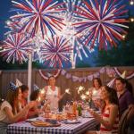 Arrowbash 255 Pcs Anniversary Firework Decoration 51 Inch Red White Blue Long Latex Balloon Patriotic Party Decor, 1776-2026 Commemorative, 4th of July Independence Memorial Day Supply