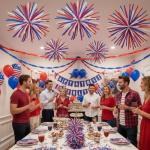 Arrowbash 255 Pcs Anniversary Firework Decoration 51 Inch Red White Blue Long Latex Balloon Patriotic Party Decor, 1776-2026 Commemorative, 4th of July Independence Memorial Day Supply