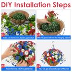 Hananona 2 Set Artificial Outdoor Flowers with Hanging Basket, 2 Hanging Planters with 24 Pcs Patriotic Flowers for Summer Front Porch Patio 4th ofJuly Decor (2, Red, White, Blue)