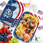 TURNMEON 24 Count 250th Anniversary USA Paper Plates 13 x 9.5 inch Disposable American Flag Patriotic Party Snack Trays 4th of July Party Supplies for Independence Day Memorial Day Decoration