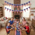 30Ft USA Flag Pennant Banner 4th of July American Flag Banner, Red White Blue Stars and Stripes Pennant for Courtyard Independence Day Patriotic Party Decorations