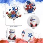 DN DECONATION 4th of July Centerpiece for Tables Red White and Blue Patriotic Flowers Decorations with Gnome Vase, Resin Gnome Hat Vase, Shiny Star Berries Flowers for Independence Day Memorial Day