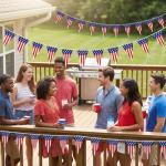 30Ft USA Flag Pennant Banner 4th of July American Flag Banner, Red White Blue Stars and Stripes Pennant for Courtyard Independence Day Patriotic Party Decorations