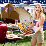 TURNMEON 24 Count 250th Anniversary USA Paper Plates 13 x 9.5 inch Disposable American Flag Patriotic Party Snack Trays 4th of July Party Supplies for Independence Day Memorial Day Decoration