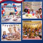 30Ft USA Flag Pennant Banner 4th of July American Flag Banner, Red White Blue Stars and Stripes Pennant for Courtyard Independence Day Patriotic Party Decorations