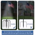 ZMTECH 10 FT Flag Pole in Ground with Solar Light, Heavy Duty Flag Pole Holder for Outside House with Solar Light and 5 Pronges Base, Flag Pole Kit for Outdoor Garden Decor(1 Pack,Without Flag)