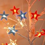 4th of July Decorations Lighted Tree, 18 Inch Patriotic Tabletop Decor, 24 LED Red White and Blue Star Lights, 8 Modes, Timer, USB & Battery Operated, July 4th Tree Decorations