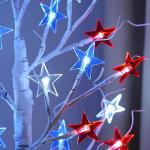 4th of July Decorations Lighted Tree, 18 Inch Patriotic Tabletop Decor, 24 LED Red White and Blue Star Lights, 8 Modes, Timer, USB & Battery Operated, July 4th Tree Decorations