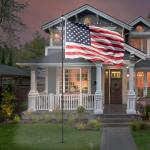 ZMTECH 10 FT Flag Pole in Ground with Solar Light, Heavy Duty Flag Pole Holder for Outside House with Solar Light and 5 Pronges Base, Flag Pole Kit for Outdoor Garden Decor(1 Pack,Without Flag)