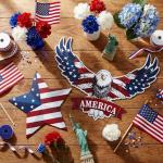 Silkfly 2pcs 4th of July Metal Decorations for Outdoor Patriotic Memorial Day Garden Yard Sign 250th Eagle Metal Blue Red Star Art Decor Outside Americana Garden Stake for Lawn Independence Day Gifts