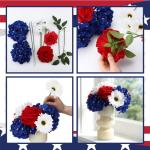 Rivvlive 8 Pcs Red White Blue Artificial Flower Patriotic Decoration 4th of July Flower 250th Anniversary Table Centerpiece Rose Hydrangea Daisy for Memorial Independence Day Home Office Table Decor