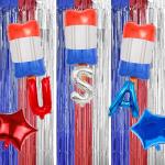 5Pcs Popsicle Foil Balloons, Red White Blue Balloons for Summer Birthday Party Memorial Day 4th of July Party Decorations Supplies
