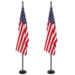 SENZHIYI Indoor Telescoping Flag Pole with Base 6FT-8FT,Aluminum Commercial Indoor Flagpole with Black Ball Top Finial,Heavy Duty Indoor Flag Pole Kit for Office School City Hall Black 2Pack
