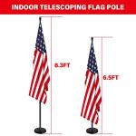 SENZHIYI Indoor Telescoping Flag Pole with Base 6FT-8FT,Aluminum Commercial Indoor Flagpole with Black Ball Top Finial,Heavy Duty Indoor Flag Pole Kit for Office School City Hall Black 2Pack