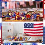 Glooglitter 4th of July Wooden Tabletop Lighted Decoration Independence Day Sign LED Patriotic Centerpiece Wood Plaque Free Standing Wooden Sign for 250th Anniversary Memorial Day Table Party
