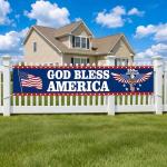 Tingjoo 250th-Anniversary God Bless America Banner 118 x 20 Inch 4th of July Outdoor Decor Large 250th Anniversary Banner USA Anniversary Yard Sign Patriotic Decor for Porch Balcony Backyard Garden