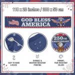 Tingjoo 250th-Anniversary God Bless America Banner 118 x 20 Inch 4th of July Outdoor Decor Large 250th Anniversary Banner USA Anniversary Yard Sign Patriotic Decor for Porch Balcony Backyard Garden