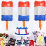 5Pcs Popsicle Foil Balloons, Red White Blue Balloons for Summer Birthday Party Memorial Day 4th of July Party Decorations Supplies
