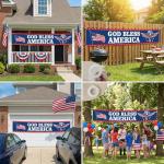 Tingjoo 250th-Anniversary God Bless America Banner 118 x 20 Inch 4th of July Outdoor Decor Large 250th Anniversary Banner USA Anniversary Yard Sign Patriotic Decor for Porch Balcony Backyard Garden