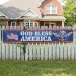 Tingjoo 250th-Anniversary God Bless America Banner 118 x 20 Inch 4th of July Outdoor Decor Large 250th Anniversary Banner USA Anniversary Yard Sign Patriotic Decor for Porch Balcony Backyard Garden