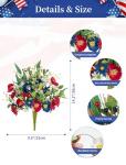 BLOSMON Red White and Blue Flowers: 4 Bundles Fake Flowers 4th of July Patriotic Decorations for Table Centerpieces - USA 250 Anniversary Artificial Bouquet Home Memorial Day Decor (Vase Not Included)