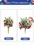 BLOSMON Red White and Blue Flowers: 4 Bundles Fake Flowers 4th of July Patriotic Decorations for Table Centerpieces - USA 250 Anniversary Artificial Bouquet Home Memorial Day Decor (Vase Not Included)