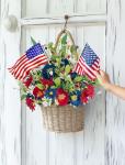 BLOSMON Red White and Blue Flowers: 4 Bundles Fake Flowers 4th of July Patriotic Decorations for Table Centerpieces - USA 250 Anniversary Artificial Bouquet Home Memorial Day Decor (Vase Not Included)
