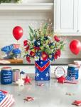 BLOSMON Red White and Blue Flowers: 4 Bundles Fake Flowers 4th of July Patriotic Decorations for Table Centerpieces - USA 250 Anniversary Artificial Bouquet Home Memorial Day Decor (Vase Not Included)