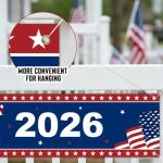 250th Anniversary USA Flag Banner 120"x20" - 4th of July Decorations, American Flag Banner 1776-2026, Patriotic Independence Day Decor for Porch Fence Wall with Ribbon Tie Indoor Outdoor