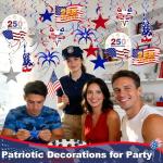 40 Pcs USA 250th Anniversary 4th of July Decorations Patriotic Party Supplies, Fourth of July Hanging Swirls with Americans Flag/Stars, Red White and Blue July 4th Independence Day Hanging Decorations