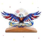 America 250th Anniversary Decorations, Eagle Acrylic Tabletop Sign with Wooden Base, Patriotic Table Decor, 4th of July 250th Decorations, 250 Anniversary USA Merchandise, Us Citizenship Gift Ideas