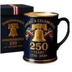250 Years of America Navy Blue Ceramic Diner Mug - Patriotic 1776-2026 American Flag Anniversary Liberty Bell Design - Ceramic Coffee Mug, American Flag 1776-2026 Patriotic Keepsake, 12oz