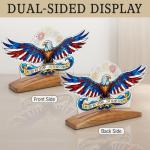 America 250th Anniversary Decorations, Eagle Acrylic Tabletop Sign with Wooden Base, Patriotic Table Decor, 4th of July 250th Decorations, 250 Anniversary USA Merchandise, Us Citizenship Gift Ideas