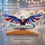 America 250th Anniversary Decorations, Eagle Acrylic Tabletop Sign with Wooden Base, Patriotic Table Decor, 4th of July 250th Decorations, 250 Anniversary USA Merchandise, Us Citizenship Gift Ideas