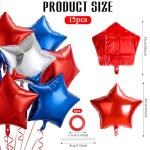 Red White and Blue Star Balloons 15pcs 18Inch 4th of July Balloons Fourth of July Patriotic Balloon Metallic Star Shape Foil Balloon for 4th of July Memorial Day Patriotic Independence Day Party Decor