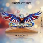 America 250th Anniversary Decorations, Eagle Acrylic Tabletop Sign with Wooden Base, Patriotic Table Decor, 4th of July 250th Decorations, 250 Anniversary USA Merchandise, Us Citizenship Gift Ideas