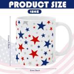 Whaline Patriotic Mug Ceramic Drinking Cup Red Blue Silver Star Coffee Mug for Independence Day 4th of July Supplies Table Centerpieces, 12 Oz