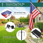 Barcetine Yard Flag Pole for Outside House in Ground - 8.5 ft Tangle Free Stainless Steel Flagpole with 2 Anti-Tip Prong Base,Portable Flag Pole kit with 3x5 American Flag for Outdoor RV Camper,Black