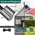 Barcetine Yard Flag Pole for Outside House in Ground - 8.5 ft Tangle Free Stainless Steel Flagpole with 2 Anti-Tip Prong Base,Portable Flag Pole kit with 3x5 American Flag for Outdoor RV Camper,Black