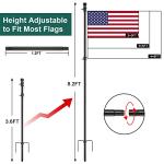 Barcetine Yard Flag Pole for Outside House in Ground - 8.5 ft Tangle Free Stainless Steel Flagpole with 2 Anti-Tip Prong Base,Portable Flag Pole kit with 3x5 American Flag for Outdoor RV Camper,Black