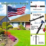 Barcetine Yard Flag Pole for Outside House in Ground - 8.5 ft Tangle Free Stainless Steel Flagpole with 2 Anti-Tip Prong Base,Portable Flag Pole kit with 3x5 American Flag for Outdoor RV Camper,Black