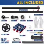 25FT Black Heavy Duty Flag Pole Kit with 3x5 Ft American Flag & Solar Light - 12 Gauge Aluminum Tubing, Resistance High Winds, Hardware Flagpole Set for Residential Commercial Outdoor Ready