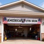 250th Anniversary Banner, 1776-2026 USA Patriotic Outdoor Sign, 4th of July Home Garden Red White and Blue Decoration 120 x 20 inch