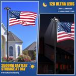 25FT Black Heavy Duty Flag Pole Kit with 3x5 Ft American Flag & Solar Light - 12 Gauge Aluminum Tubing, Resistance High Winds, Hardware Flagpole Set for Residential Commercial Outdoor Ready