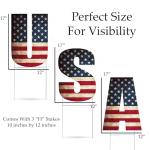Rustic Large USA United States of America Patriotic Flag Yard Sign Home Decor Lawn Decoration With Stakes Memorial Veteran's Day 4th of July