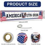 250th Anniversary Banner, 1776-2026 USA Patriotic Outdoor Sign, 4th of July Home Garden Red White and Blue Decoration 120 x 20 inch