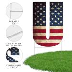 Rustic Large USA United States of America Patriotic Flag Yard Sign Home Decor Lawn Decoration With Stakes Memorial Veteran's Day 4th of July