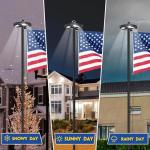 25FT Black Heavy Duty Flag Pole Kit with 3x5 Ft American Flag & Solar Light - 12 Gauge Aluminum Tubing, Resistance High Winds, Hardware Flagpole Set for Residential Commercial Outdoor Ready