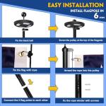 25FT Black Heavy Duty Flag Pole Kit with 3x5 Ft American Flag & Solar Light - 12 Gauge Aluminum Tubing, Resistance High Winds, Hardware Flagpole Set for Residential Commercial Outdoor Ready